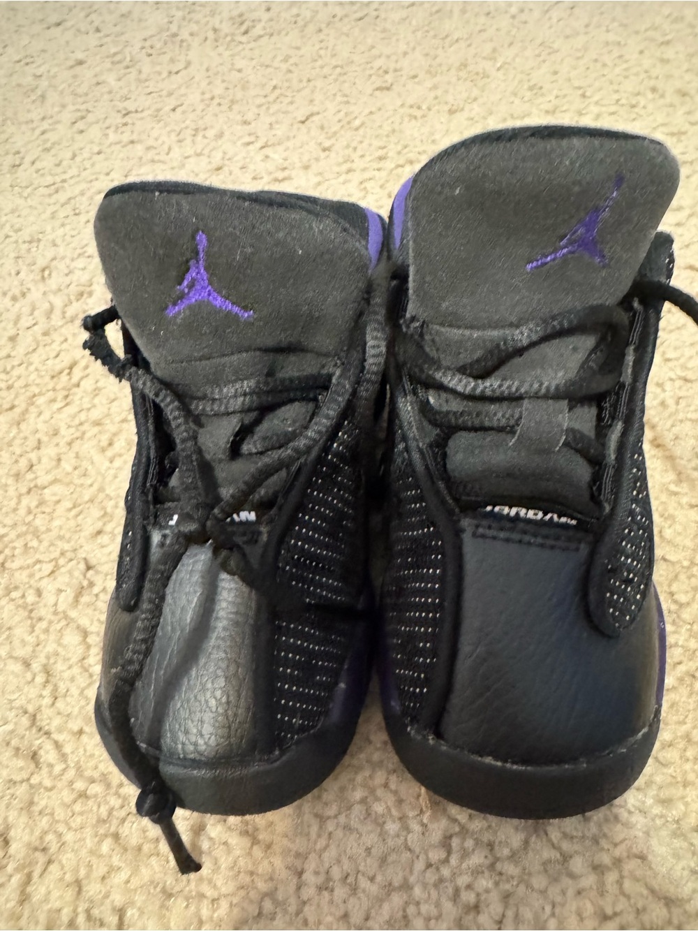 Jordan Kids Black Sneakers with Purple Jumpman